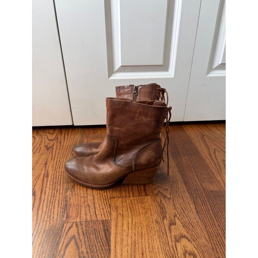 Korks Brown Leather Ankle Boots Size 9.5 - Picture 3 of 6